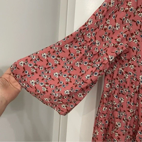NEW Natural Life Pink Floral Tiered Babydoll Popover Dress Size Medium Boho. 23 - Picture 2 of 6